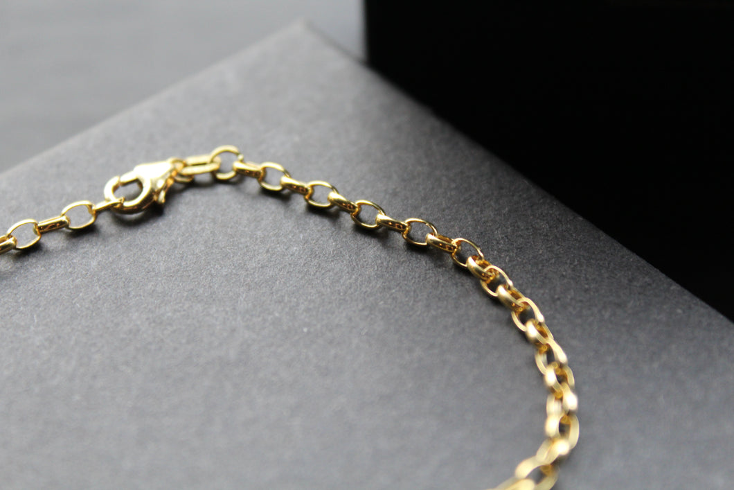 9ct Gold Hollow Oval Belcher Chain Bracelet