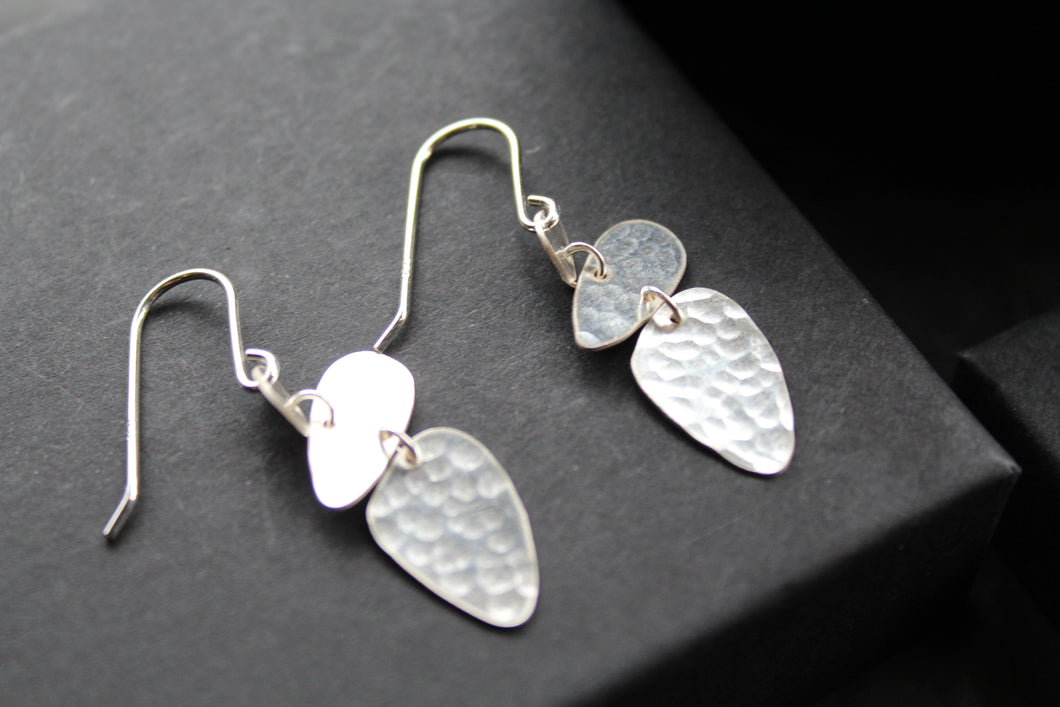 Abstract Pebble Hammered Earrings