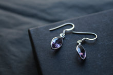 Load image into Gallery viewer, Amethyst Facet Bezel Set Marquis Drop Earrings
