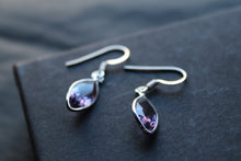 Load image into Gallery viewer, Amethyst Facet Bezel Set Marquis Drop Earrings
