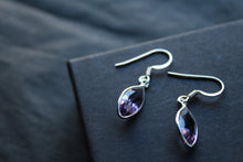 Load image into Gallery viewer, Amethyst Facet Bezel Set Marquis Drop Earrings
