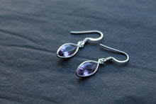 Load image into Gallery viewer, Amethyst Facet Bezel Set Marquis Drop Earrings
