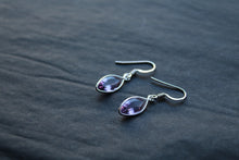 Load image into Gallery viewer, Amethyst Facet Bezel Set Marquis Drop Earrings
