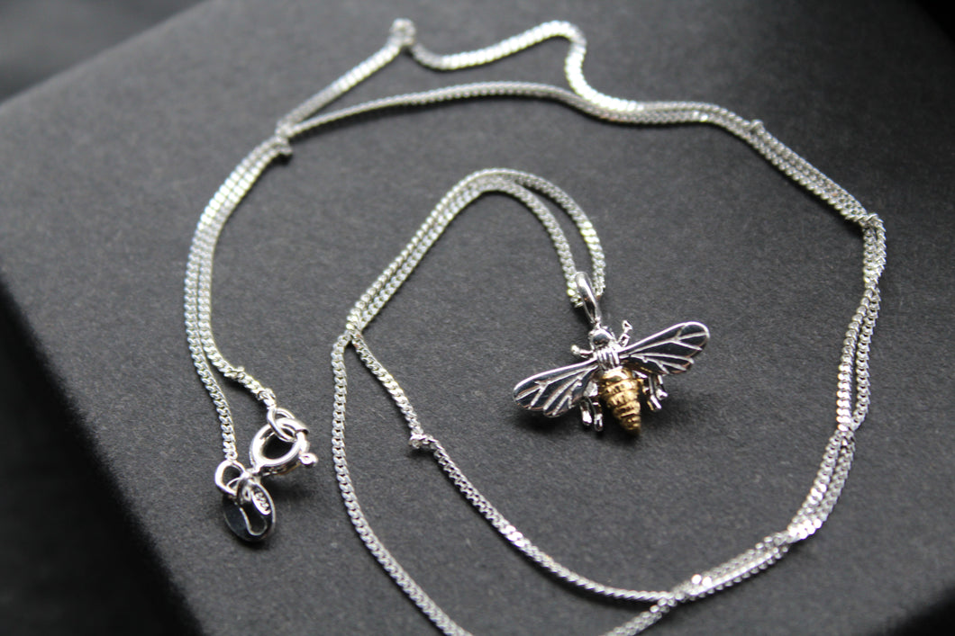 Bee Necklace with Gold Plate Detail