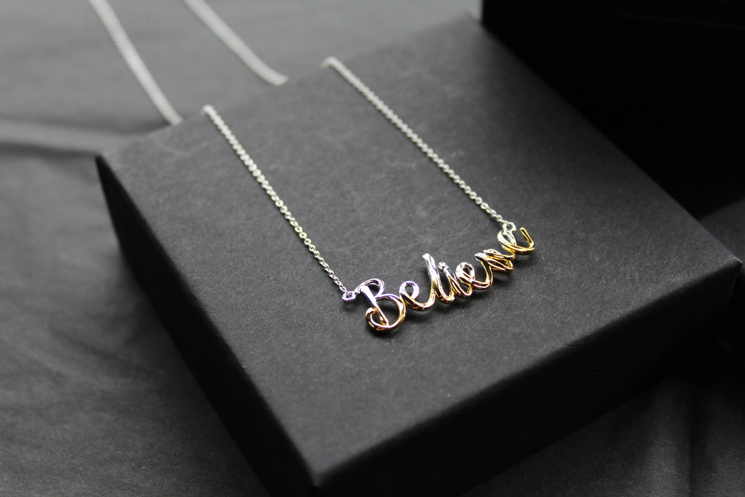 Believe Script Necklace