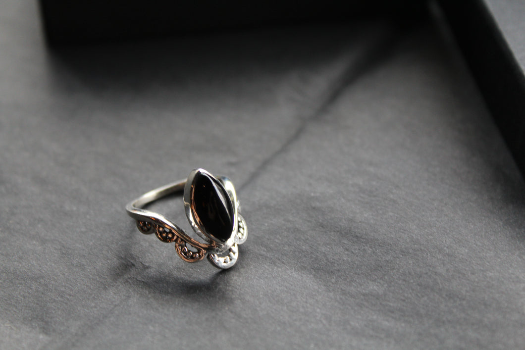 Black Onyx Crown Ring