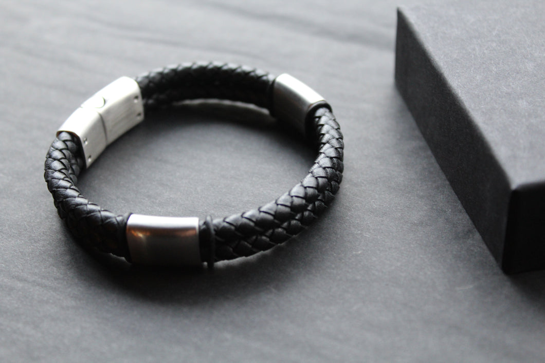 Black Stacked Braided Bracelet