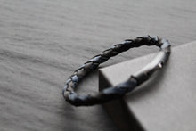 Load image into Gallery viewer, Black and Navy Woven Leather Bracelet
