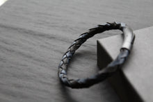 Load image into Gallery viewer, Black and Navy Woven Leather Bracelet
