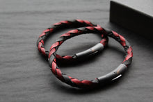 Load image into Gallery viewer, Black and Red Woven Leather Bracelet
