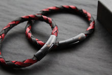 Load image into Gallery viewer, Black and Red Woven Leather Bracelet
