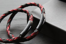 Load image into Gallery viewer, Black and Red Woven Leather Bracelet
