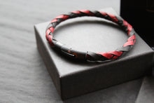 Load image into Gallery viewer, Black and Red Woven Leather Bracelet
