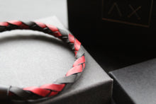 Load image into Gallery viewer, Black and Red Woven Leather Bracelet
