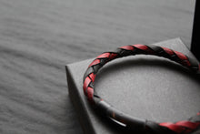 Load image into Gallery viewer, Black and Red Woven Leather Bracelet
