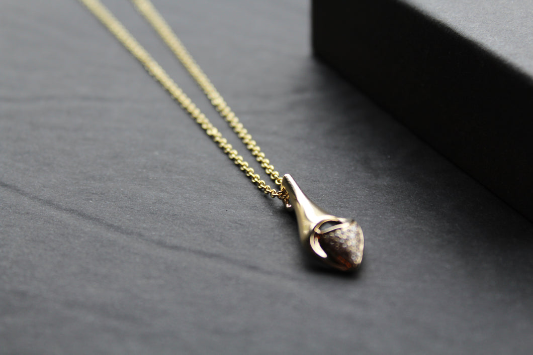 CZ Teardrop Necklace Silver with Gold Plate