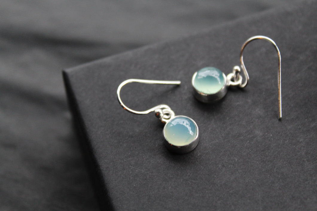 Chalcedony Round Silver Earrings