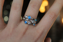 Load image into Gallery viewer, Cubic Zirconia &amp; Blue Opalique Triple Band Ring
