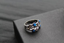 Load image into Gallery viewer, Cubic Zirconia &amp; Blue Opalique Triple Band Ring
