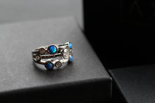 Load image into Gallery viewer, Cubic Zirconia &amp; Blue Opalique Triple Band Ring
