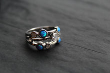 Load image into Gallery viewer, Cubic Zirconia &amp; Blue Opalique Triple Band Ring
