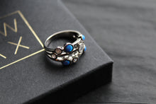 Load image into Gallery viewer, Cubic Zirconia &amp; Blue Opalique Triple Band Ring
