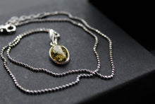 Load image into Gallery viewer, Dainty Green Amber Oval Pendant and Chain
