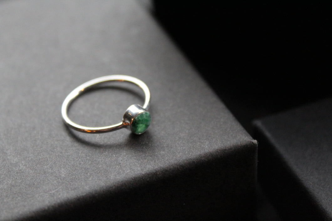 Emerald Silver Stacking Ring