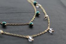 Load image into Gallery viewer, Gold Tone Turquoise &amp; Clear Quartz Layered Necklace
