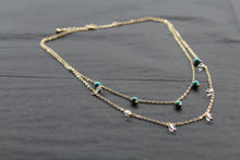 Load image into Gallery viewer, Gold Tone Turquoise &amp; Clear Quartz Layered Necklace
