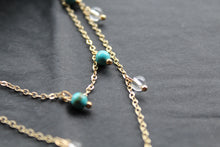 Load image into Gallery viewer, Gold Tone Turquoise &amp; Clear Quartz Layered Necklace
