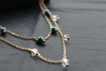 Load image into Gallery viewer, Gold Tone Turquoise &amp; Clear Quartz Layered Necklace
