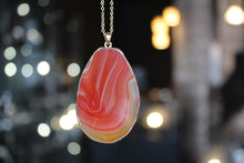 Load image into Gallery viewer, Orange/Grey Gold Tone Agate Crystal Long Length Necklace
