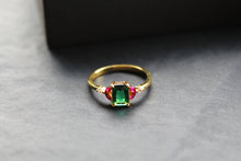 Load image into Gallery viewer, Gold &amp; Multi Coloured Cubic Zirconia Dress Ring
