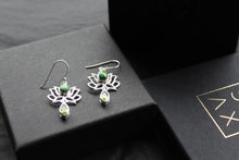 Load image into Gallery viewer, Green Copper Turquoise Peridot Lotus Flower Earrings
