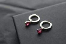 Load image into Gallery viewer, Hoops with Red Glass Teardrop Charm
