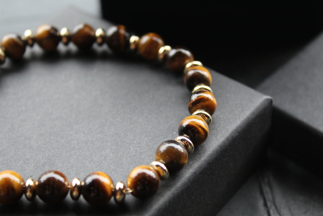 Men's Gold Tone Tiger's Eye Crystal Bracelet