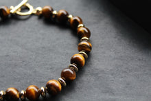 Load image into Gallery viewer, Men&#39;s Gold Tone Tiger&#39;s Eye Crystal Bracelet
