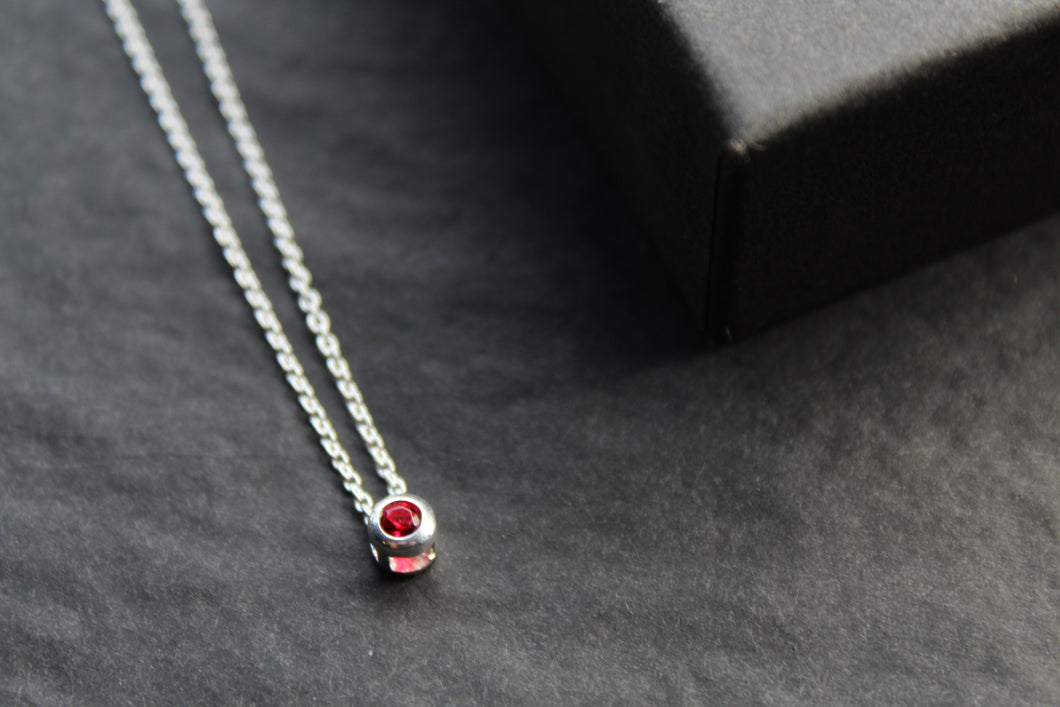 Ruby Red CZ July Birthstone Necklace