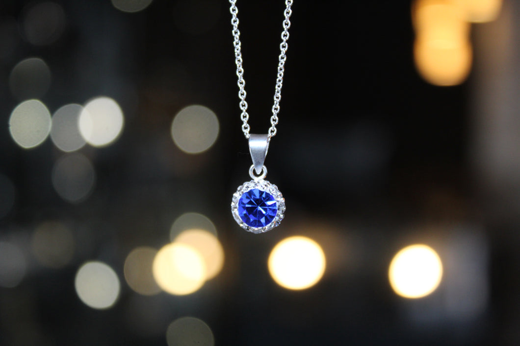 Sapphire Blue Crystal Necklace