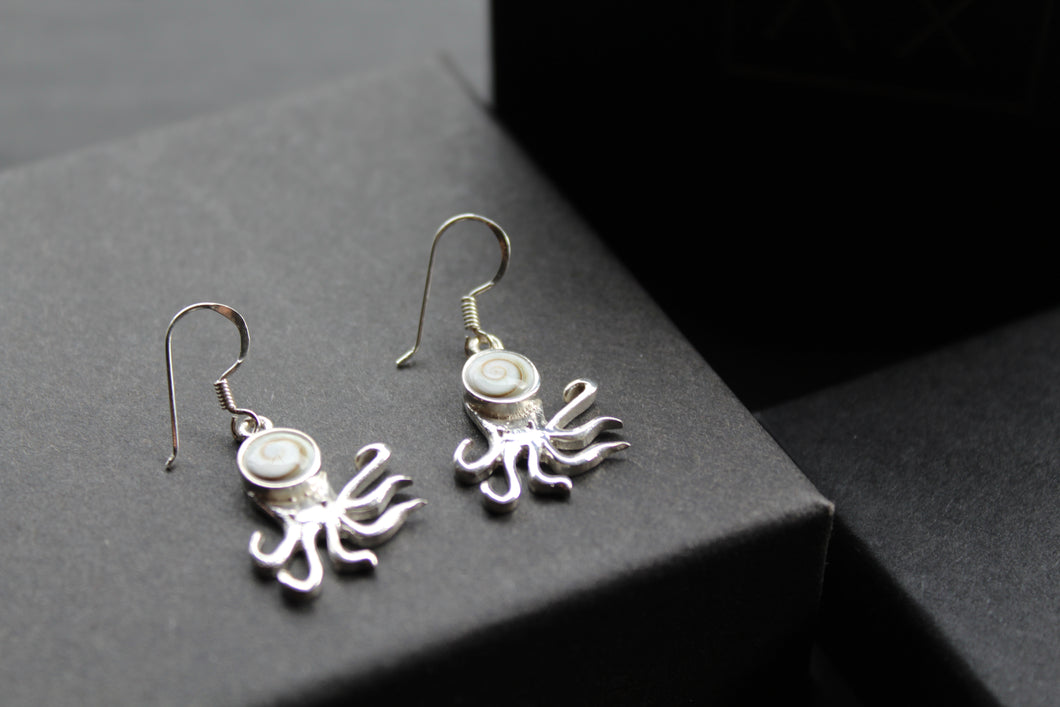 Shiva Eye & Sterling Silver Octopus Earrings