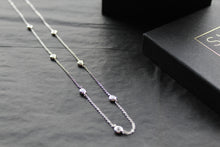 Load image into Gallery viewer, Silver CZ Strand Necklace with Ball Clasp
