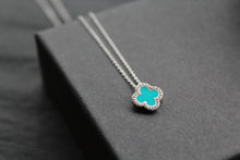 Load image into Gallery viewer, Silver Vintage Flower Necklace with Turquoise
