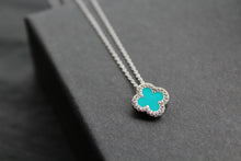 Load image into Gallery viewer, Silver Vintage Flower Necklace with Turquoise
