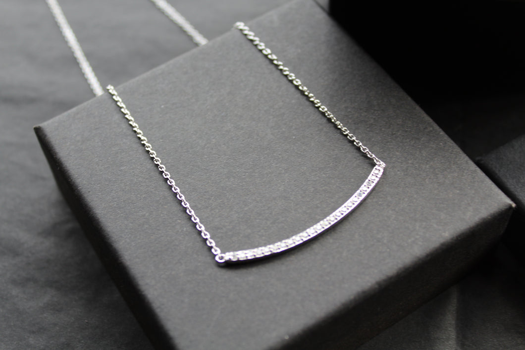 Silver and Clear Cubic Zirconia Smile Necklace