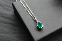 Load image into Gallery viewer, Silver with Rhodium Plate Necklace with Green Onyx
