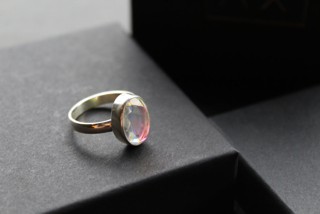 Small Oval Mystic Mercury Mist Topaz Ring