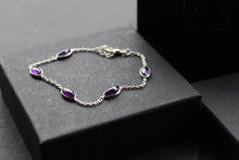 Load image into Gallery viewer, Staggered Marquis Amethyst Chain Bracelet
