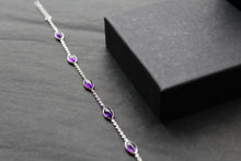 Load image into Gallery viewer, Staggered Marquis Amethyst Chain Bracelet
