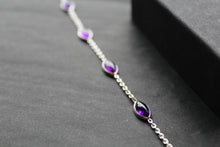 Load image into Gallery viewer, Staggered Marquis Amethyst Chain Bracelet
